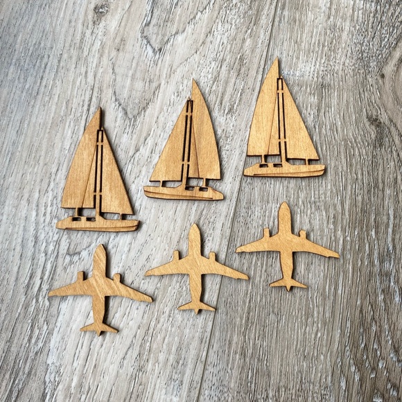 5/$10 Die Cut Wooden Shapes, Pieces of Boats and Airplanes - Picture 1 of 6